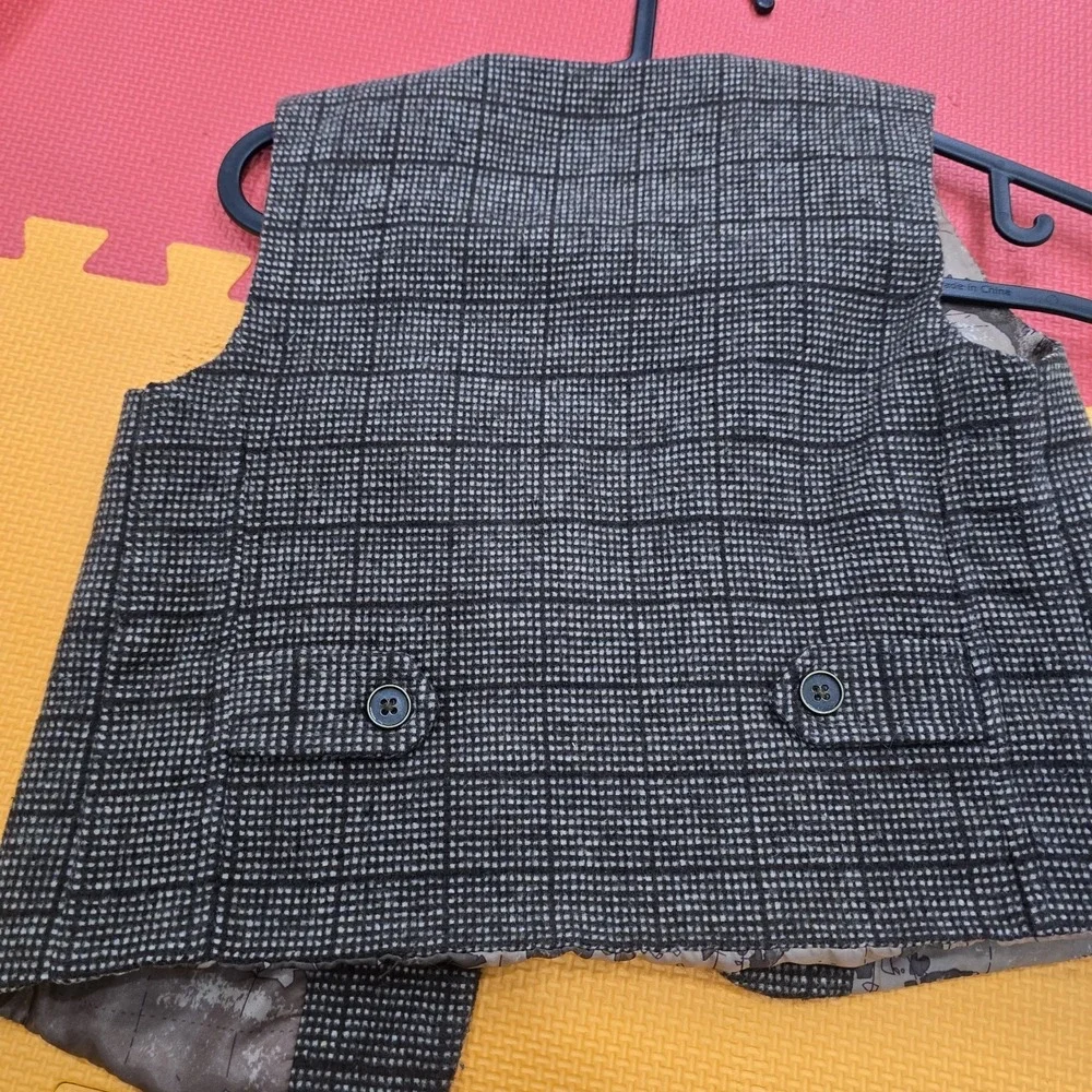 Gioberti Boys Dress‎ Vest Size 5 Brown Tweed Plaid Check Formal Wedding School